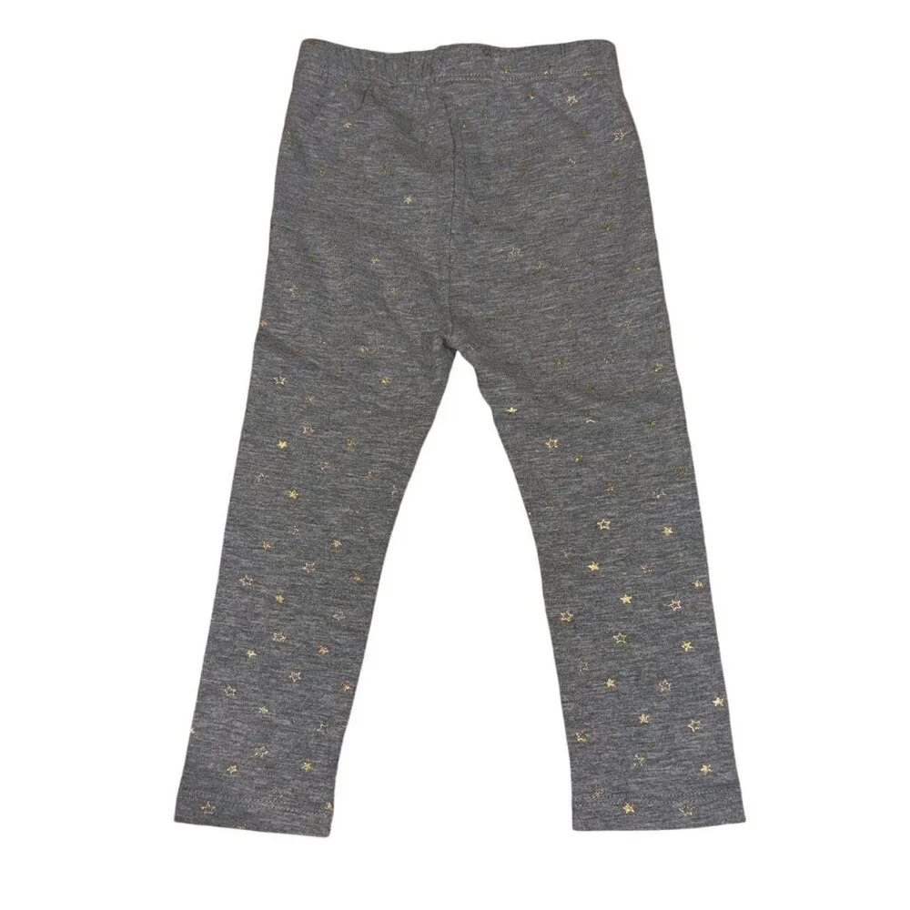 Mud Pie Leggings Gold Stars Grey Size 9-12 Months